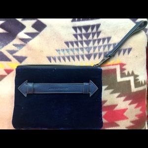 Velvet Clutch with Leather Accents